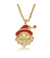  Santa Claus Red Enamel With Crystal Silver Necklace SPE-5233